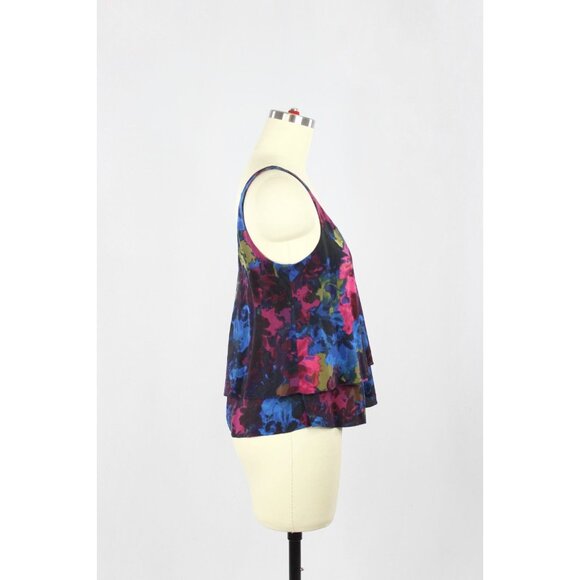 Aritzia T BABATON Floral Printed Silk Crepe Tiered Layered A-Line Tank, Size XS - Picture 2 of 11